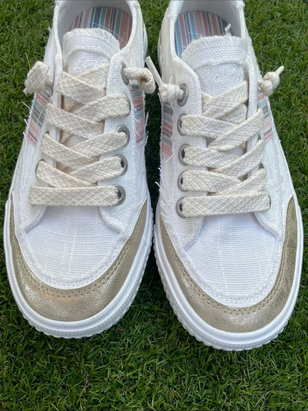 Light Cream Canvas Blowfish Malibu with Subtle Metallic Trim